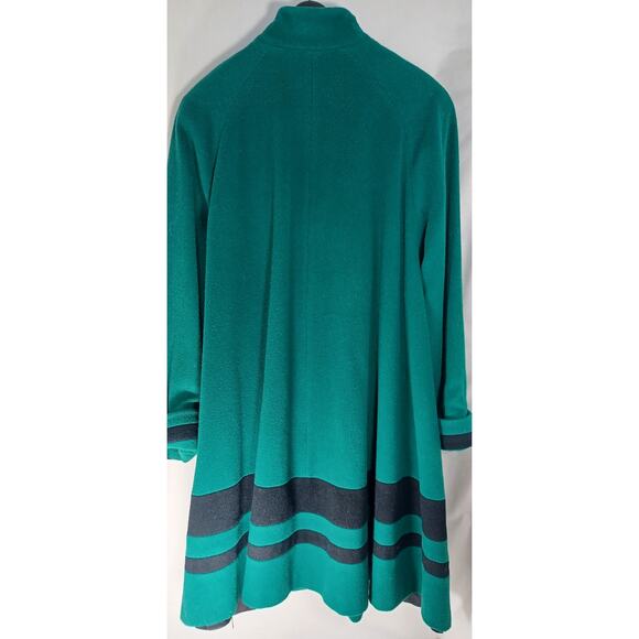VTG Retro 80s 90s Gallery Made in USA Green Wool Blend Overcoat Women's XL- Flaw - Picture 2 of 10